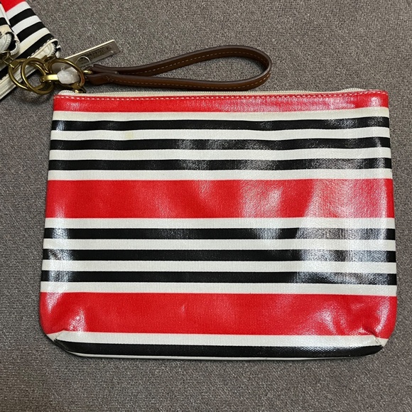 NWT Fossil 3 Cosmetic Red Stripe Triple Key Per Keyper Organizer Makeup Coated - Picture 2 of 10